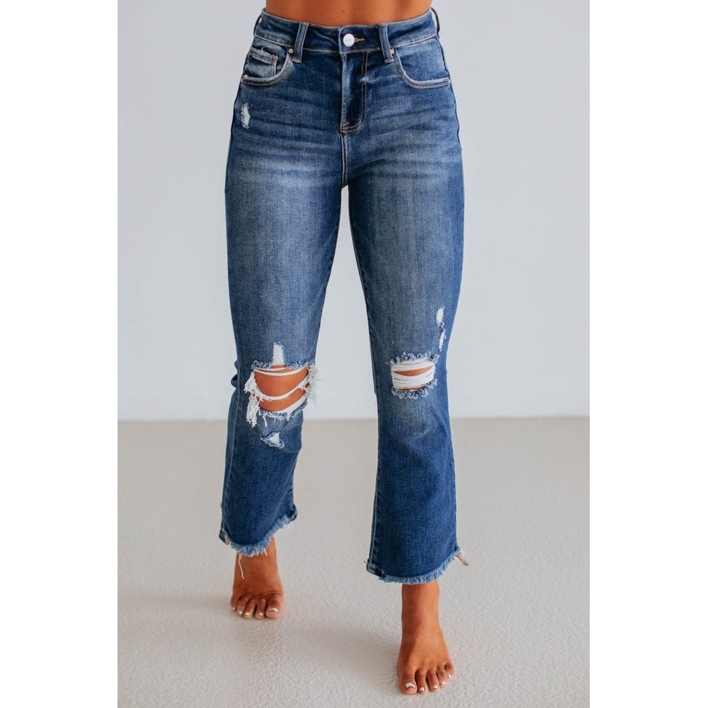 Risen Los Angeles Distressed Straight Leg Jeans‎ Dark Wash 2XL RDP5079X NWT